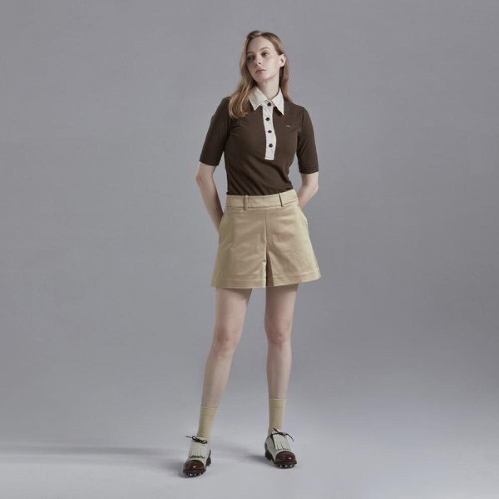 Lambda Women Luminous Golf Shorts Champagne Beige 52525