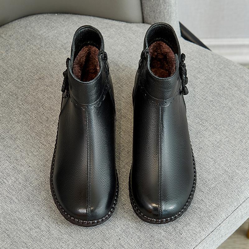 Зимние женские повседневные легкие ботильоны из натуральной кожи, женские теплые бархатные зимние ботинки для мам, водонепроницаемые нескользящие ботинки