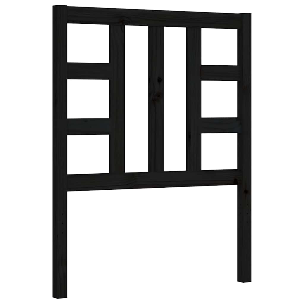 Solid Wood Bed with Headboard Black