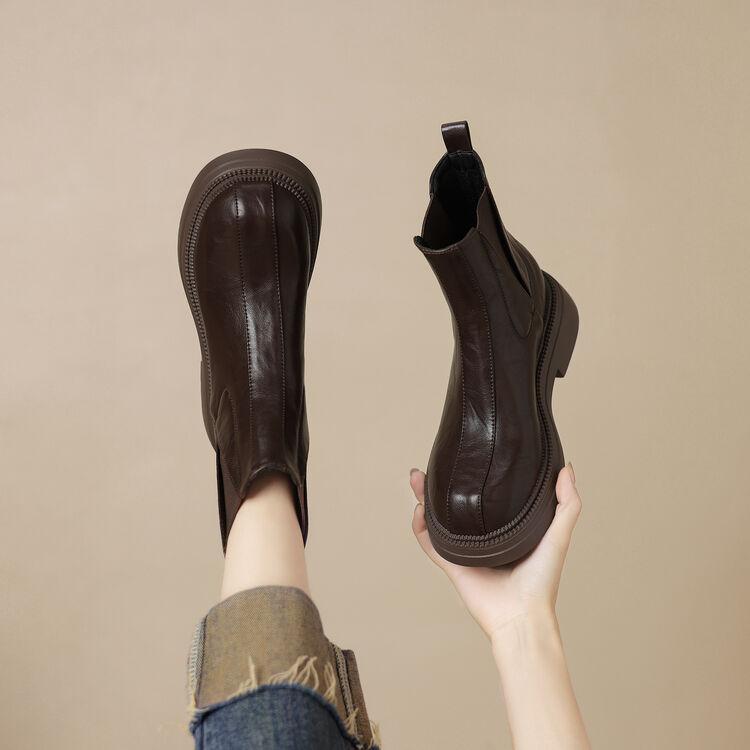 Модные новые осенне-зимние женские ботинки для женщин, с круглым носком, короткие ботинки, модные ботинки на платформе, на массивном каблуке, сапоги-рыцари, ручная работа