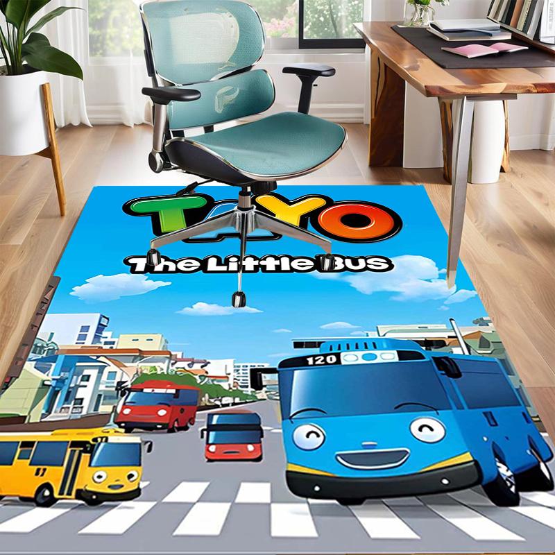 1pc Tayo The Little Bus3 Design Area Rug - Non-Slip, Soft & Cozy Floor Mat for Living Room, Bedroom, Office - Indoor/Outdoor Decorative Carpet