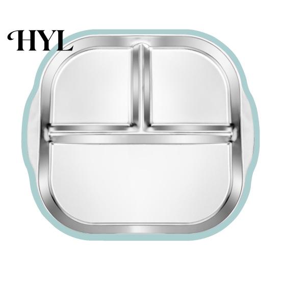 Silicone Sleeve Toddler Plate Stainless Steel with Suction Base 3-Compartment Baby Mess-free Mealtime Set Bowl Non-Slip Grip Unbreakable Metal
