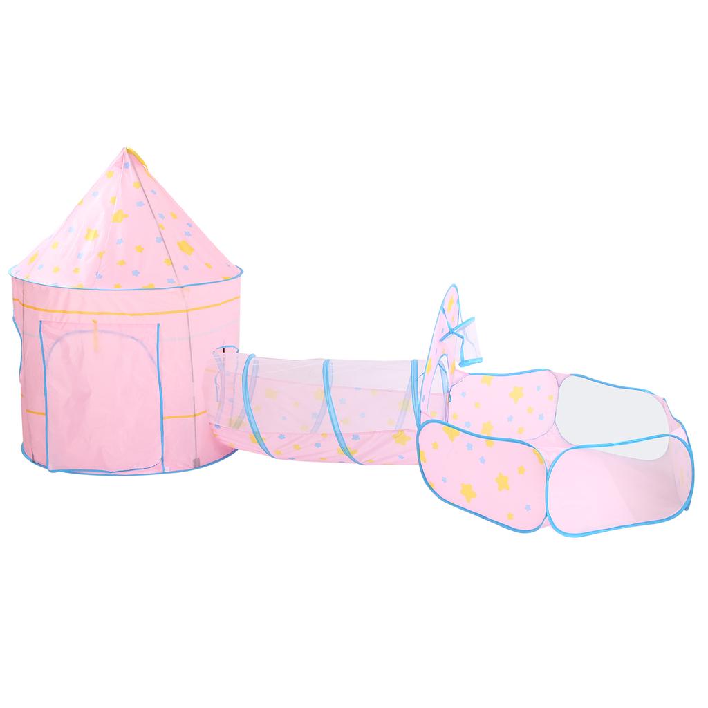 3pcs Baby Tent Kid Crawling Tunnel Play Tent Indoor Children Toddler Toy Ball PoolPink