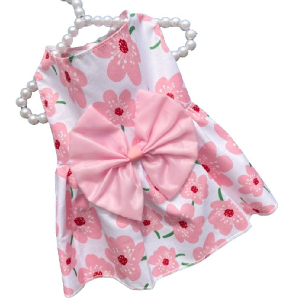 Cute Cat Dog Dress Floral Printed Pet Skirt Cat Costume Puppy Princess Skirt  Poodle