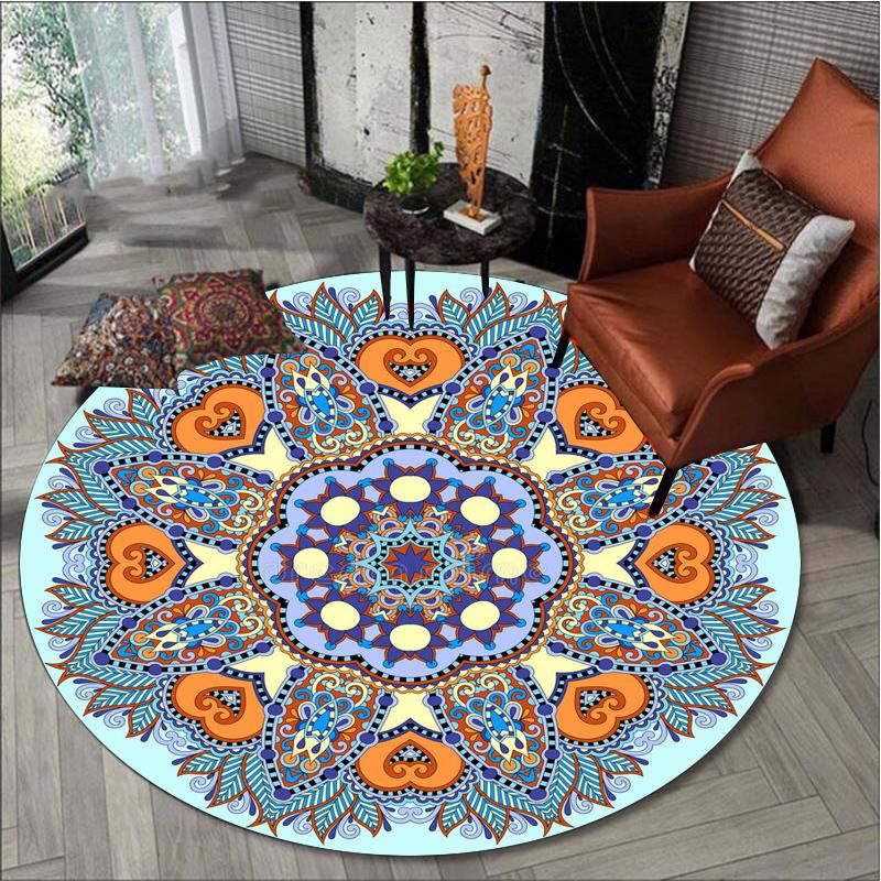 Ретро Мандала круглый ковер для гостиной скандинавский напольный коврик для детской комнаты противоскользящий коврик для компьютерного кресла коврик для спальни домашний декор