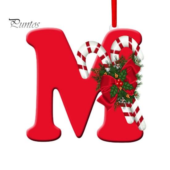 Подвесные украшения красного цвета из 26 букв со шнурком и рождественскими цветочными подвесками Рождественская елка Украшение в виде капли Праздничная вечеринка Новый год Рождество