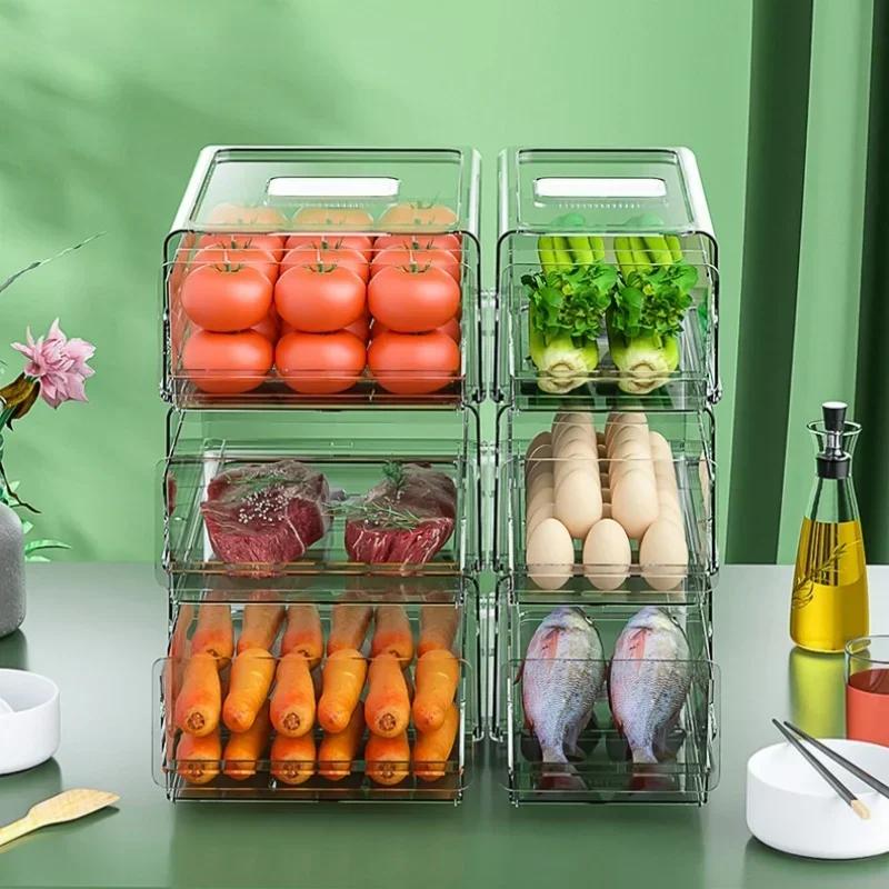 Refrigerator Storage Box Drawer Type Fresh-keeping Box Kitchen Food Vegetable Preservation Box Eggs and Meat Frozen Storage Box