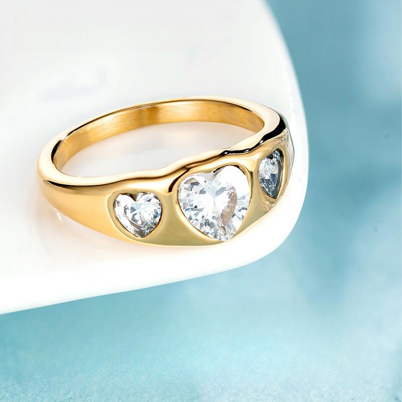 Кольцо с бриллиантом из циркона 'Любовь', женское, нишевое, высококлассное, кольцо 'легкая роскошь', ювелирное изделие с гальваническим покрытием из титановой стали