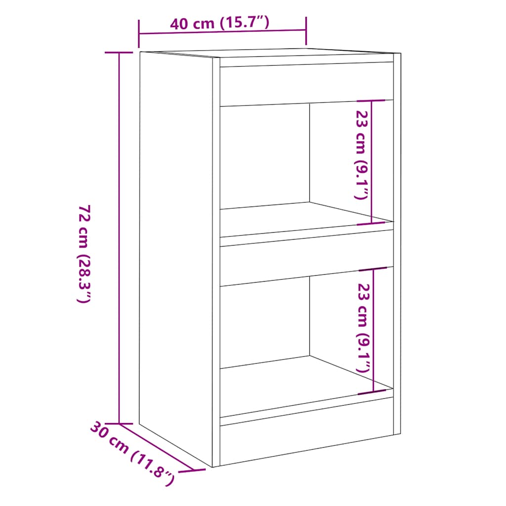 Bookshelf Room Divider Vintage Wood Look 40 x 30 x 72 cm