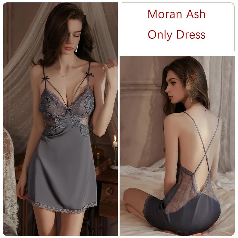Silk Pajamas Women's Nightgown Set Slip Dress with Push Up Bra Sexy Women's Pajamas