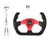 TIYPEOR D-shaped Opening Racing Steering Wheels Black And Red Leather Sports Classic Steering Wheel with Black Spoke