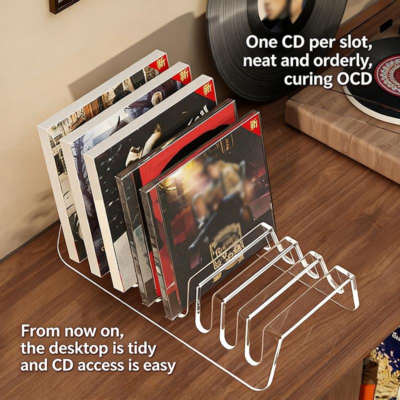 Clear Acrylic CD Display Shelf 2PCS 6 8 Grid Storage Organizer for Home Office Media Collection