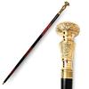Walking Stick with Gold Brass Handle, Engraved Lightweight Stable Grip Old Age Support, Gift For Grandfather Grandmother Father