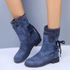 Сапоги женские большого размера, толстый каблук, средней длины, шерстяные, женские
