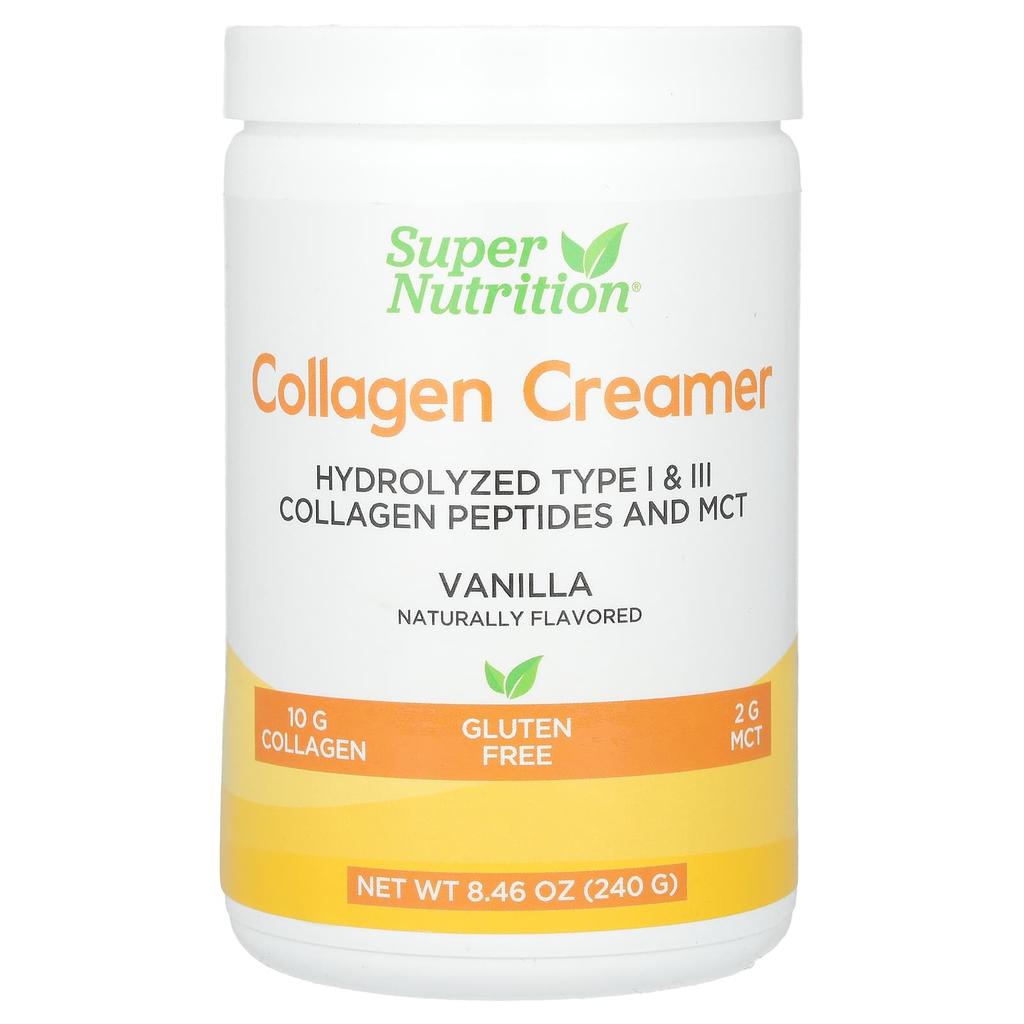 Collagen Creamer, Hydrolyzed Type 1 and Type 3 Collagen, Calcium, Protein, Iron, Vanilla Flavor, 240G (8.46Oz)