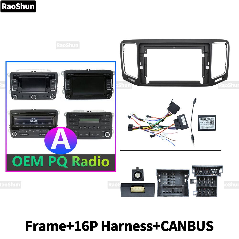 For Volkswagen VW Sharan 2010-2022 Car Android Radio Screens 10 Inch Frame Harness Power 16pin Cables Fascia Canbus Adapter Radio Accessories 4