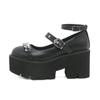 Lolita Shoes Mary Jane Round Toe Chunky Heels Platform Pumps for Women with Chain Plus Size Casual Footwear Comfortable