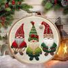 Christmas Embroidery Kit for Beginners And Adults Gnome Xmas Tree House Cross Stitch Kit with Embroidery Hoop Needles And Thread