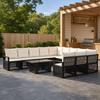 Garden Sofa Set 12 Pieces Black and Cream White Poly Rattan