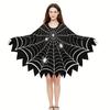 Black Shawl Halloween Spider Web Cloak Scary Poncho Cape Cosplay Party Costume  Halloween Costume