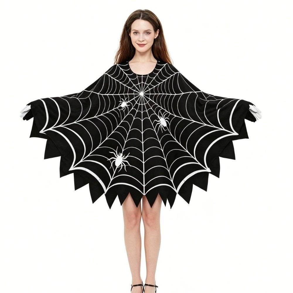 Black Shawl Halloween Spider Web Cloak Scary Poncho Cape Cosplay Party Costume Halloween Costume