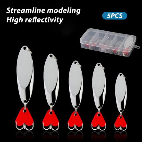 5 шт. Рыболовные блесны Рыболовные приманки Компактные Портативные Кастинговые Блесны Тройные Крючки Джиги Жесткие Металлические Вращающиеся Блесны для Пресной и Морской Воды