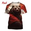Summer Round Neck Bear Pattern 3D Print Top Fashionable Casual Short Sleeved Men's T-shirts