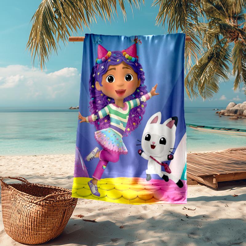 Ultra-Soft Beach Towel with Gabby’s Dollhouse Theme,Ideal for Pool - Camping, Diving - Perfect Travel Essential, Vibrant Beach Towel.