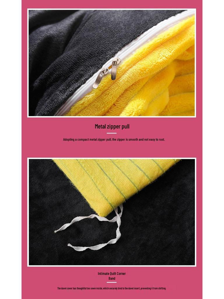 Four-Piece Winter Rabbit Velvet Bedding Set: Flannel Duvet & Warm Thickened Quilt Covers