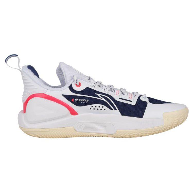 Li Ning Speed 9 Удобная амортизация Нескользящие Износостойкие Низкие Баскетбольные кроссовки Мужские Сине-белые ABPT055-2