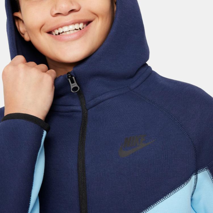 Nike Куртка с капюшоном на молнии во всю длину и детскими топами с цветными блоками и буквенным принтом Синий FD3285-410