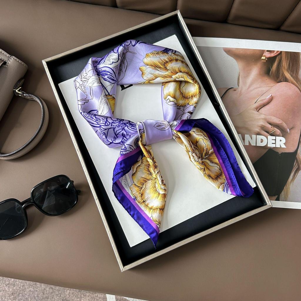 Шелковый шарф премиум-класса с принтом в корейском стиле - Универсальный модный аксессуар