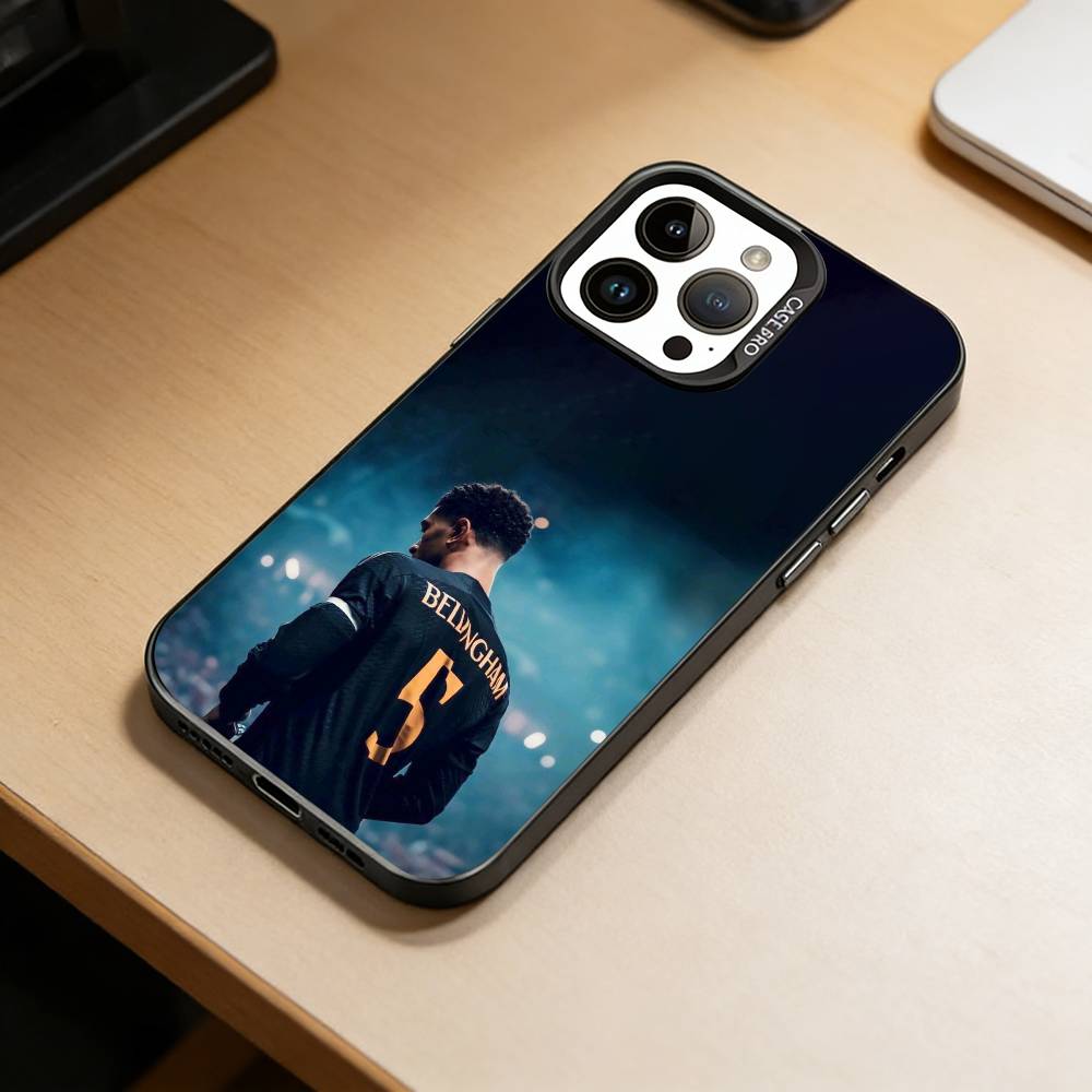 Чехол для телефона J-Jude J-Bellingham для iPhone 17,16,15,14,13,12,11 Plus,Pro Max,XS,Цветной Серебряный Покрытие Внутренняя Крышка