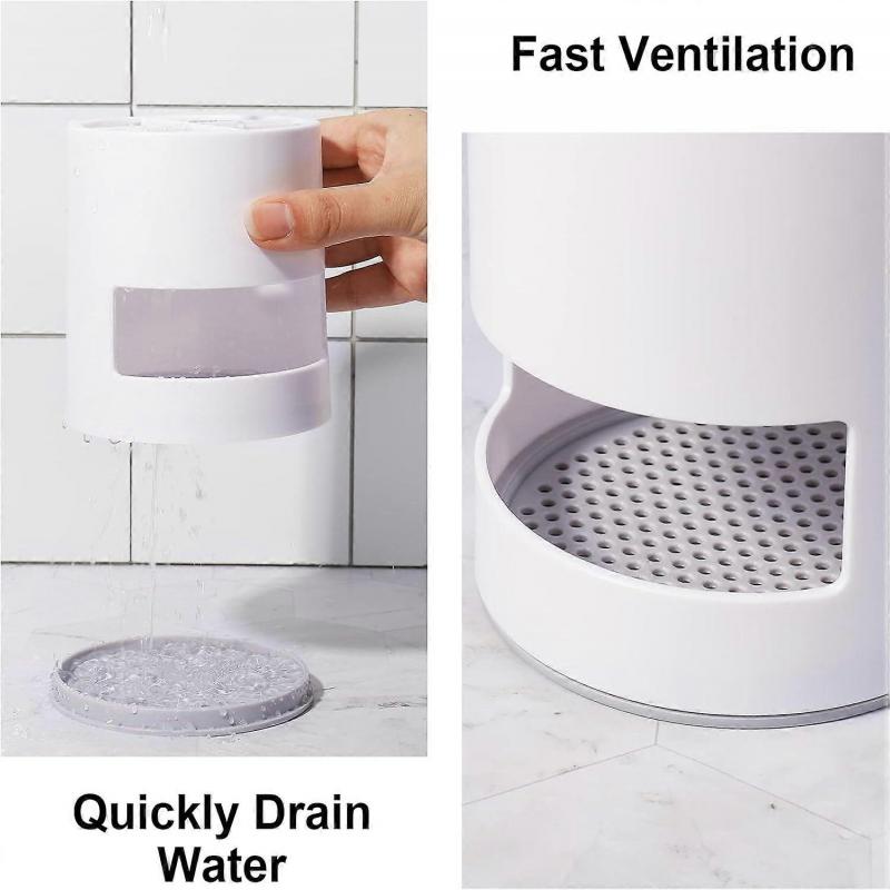 2 PCS Toothbrush Holder,Ventilated Mould-Proof Toothbrush Caddy Bathroom Organizer,White Small Tough Toothbrush Pot Stand