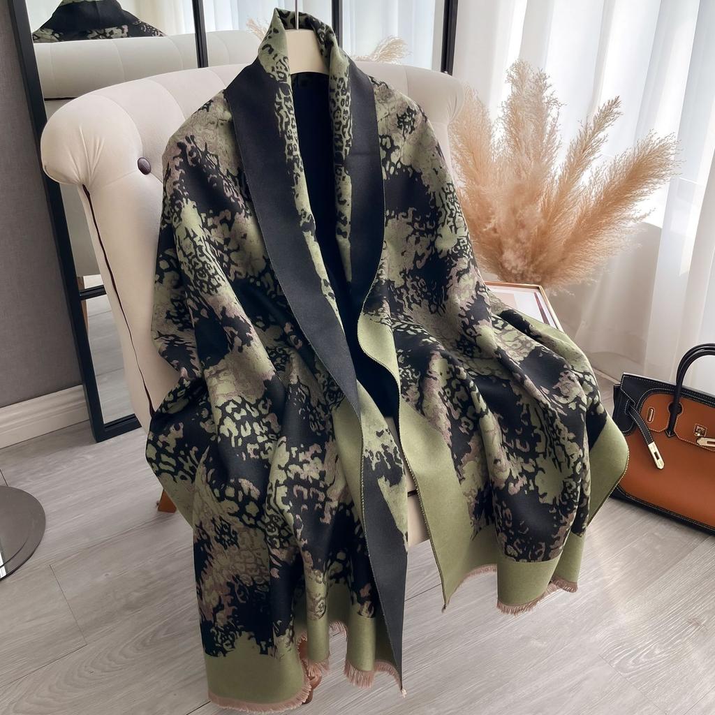Leopard Print Long Scarf Thermal Scarf Women'S Thickened Women'S Scarf Cape Shawl