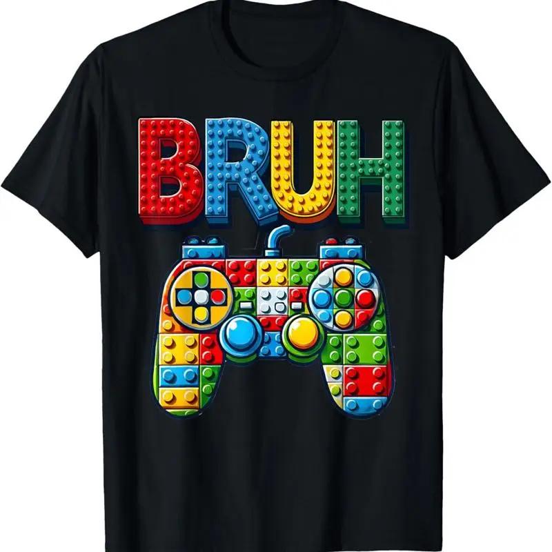 Play Building Blocks Bruh Saying Gamer Boys Brick Builder TShirt