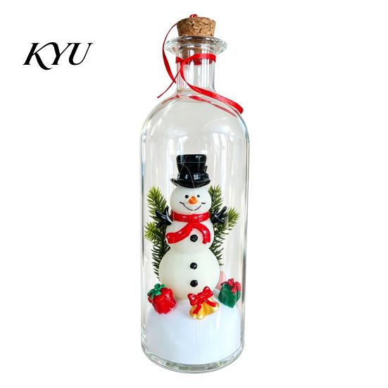 Personalized Greeting Gifts Recordable Message Christmas Bottle Ornament, Voice Recording Keepsake, Mini Snowy Winter Home Decor Tree in Bottle,