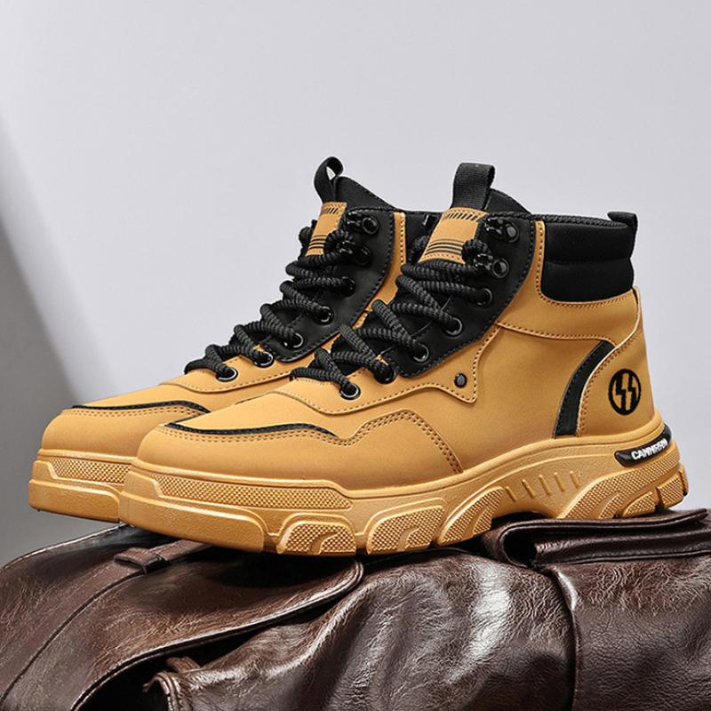 Мужские короткие ботинки на толстой подошве весна-осень новые высокие мужские износостойкие короткие ботинки в британском стиле на толстой подошве повседневная обувь