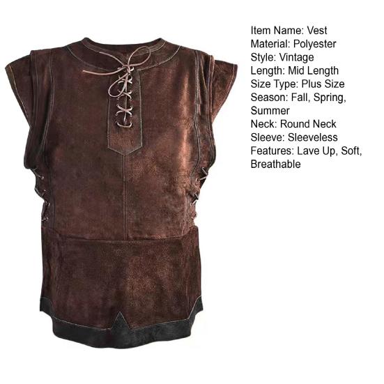 Мужской средневековый панк-жилет викингов, костюм Арчера для косплея, для взрослых, нагрудный доспех, наряд для ролевой игры, куртка-куртка, мужской охотничий жилет на Хэллоуин, пиратский жилет