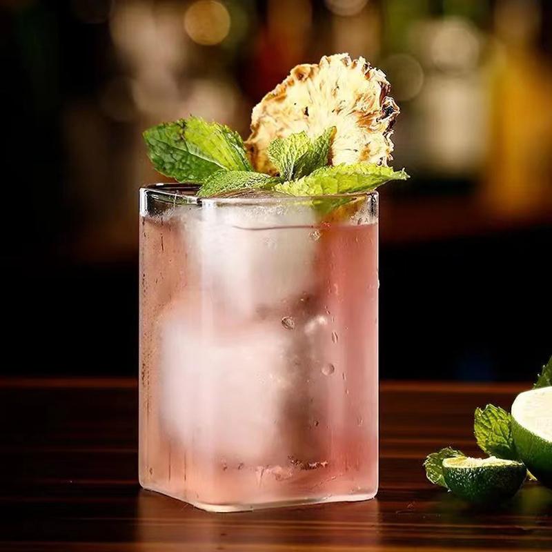 Квадратная стеклянная прозрачная кружка для холодных напитков, большая емкость, ледяная вода, молоко, чай, чашка для питья, бокал для вина, кофейная чашка для ресторана, бара, дома