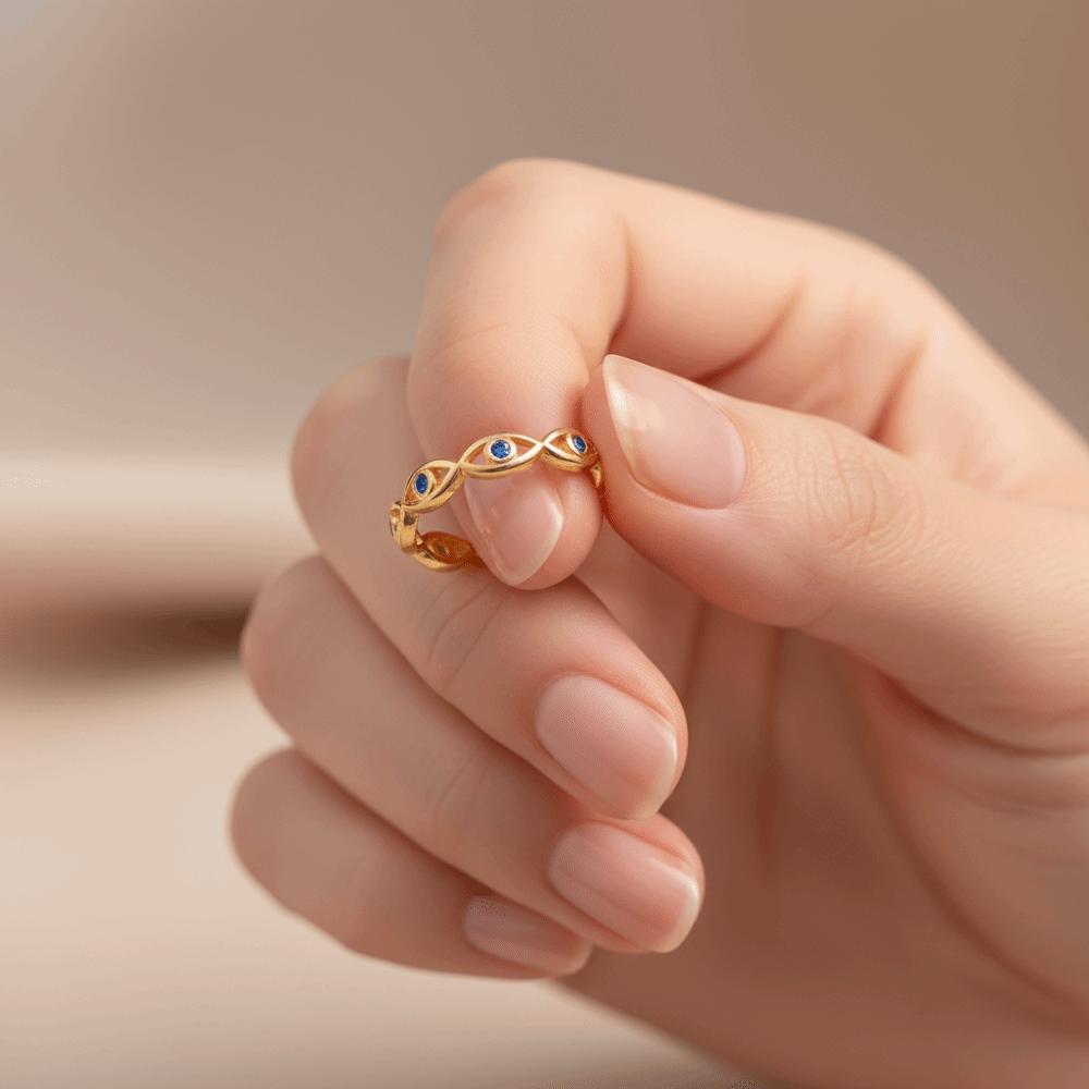 Unique Demon Eye Open Ring Trendy Blue Zircon Ring Lucky Turkish Ring  Fashion