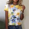 3D Printed Colorful Flowers T-Shirt For Women Plants Pattern Tees Summer Casual Short Sleeves Round Neck Tops Oversized T Shirts