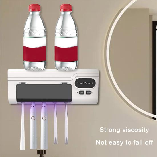 Держатель для зубных щеток-органайзер. 5 зубных щеток. УФ-дезинфекция. Стерилизация. Настенный. Без перфоратора. Перезаряжаемый через USB. Вмещает зубную щетку.