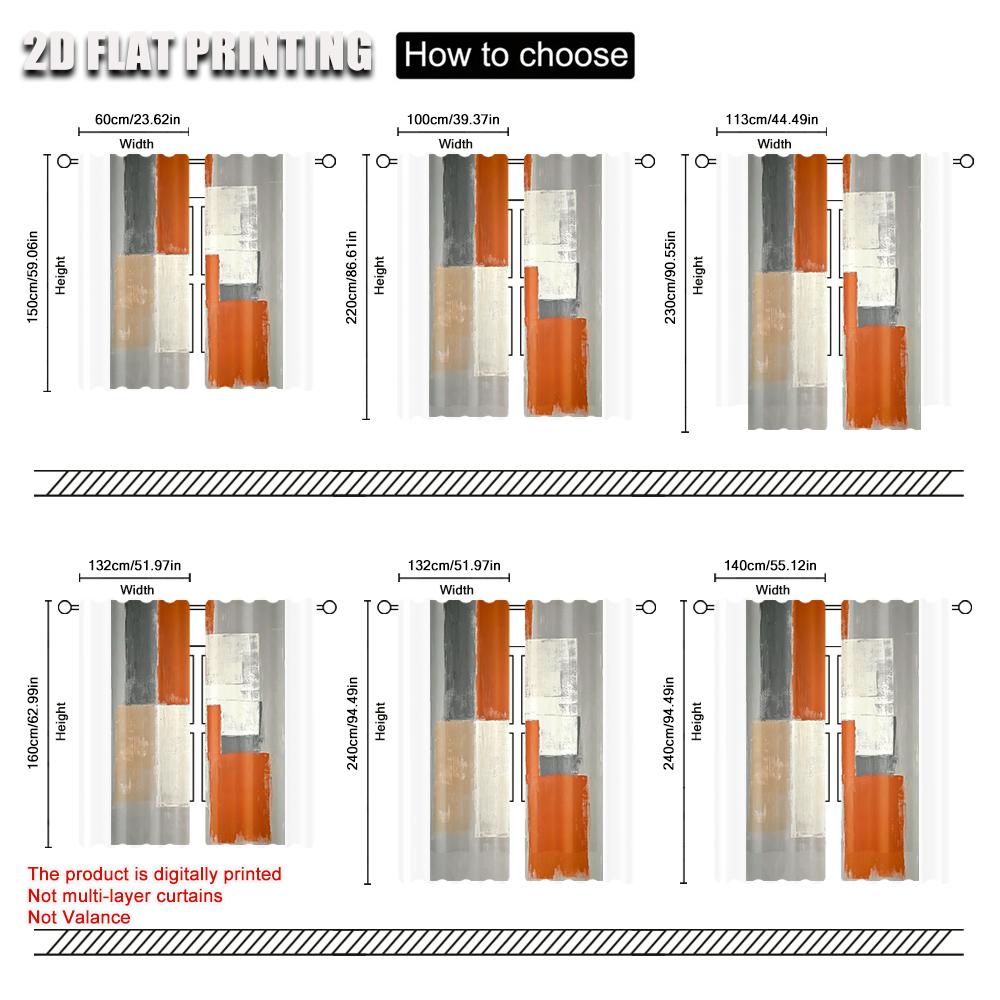 2 шт. Абстрактные шторы с принтом, карман для штанги для легкой подвески, полиэстер, можно стирать в машине, драпировки для