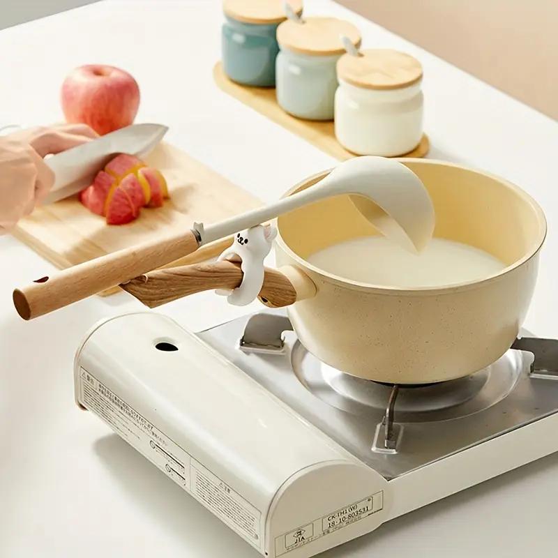 1 шт. Кролик Портативный Силиконовый Зажим для Крышки Кастрюли с Защитой от Перелива, Защита от Ожогов, Подставка для Ложки, Опорная Стойка, Кухонный Универсальный Зажим для Лопатки