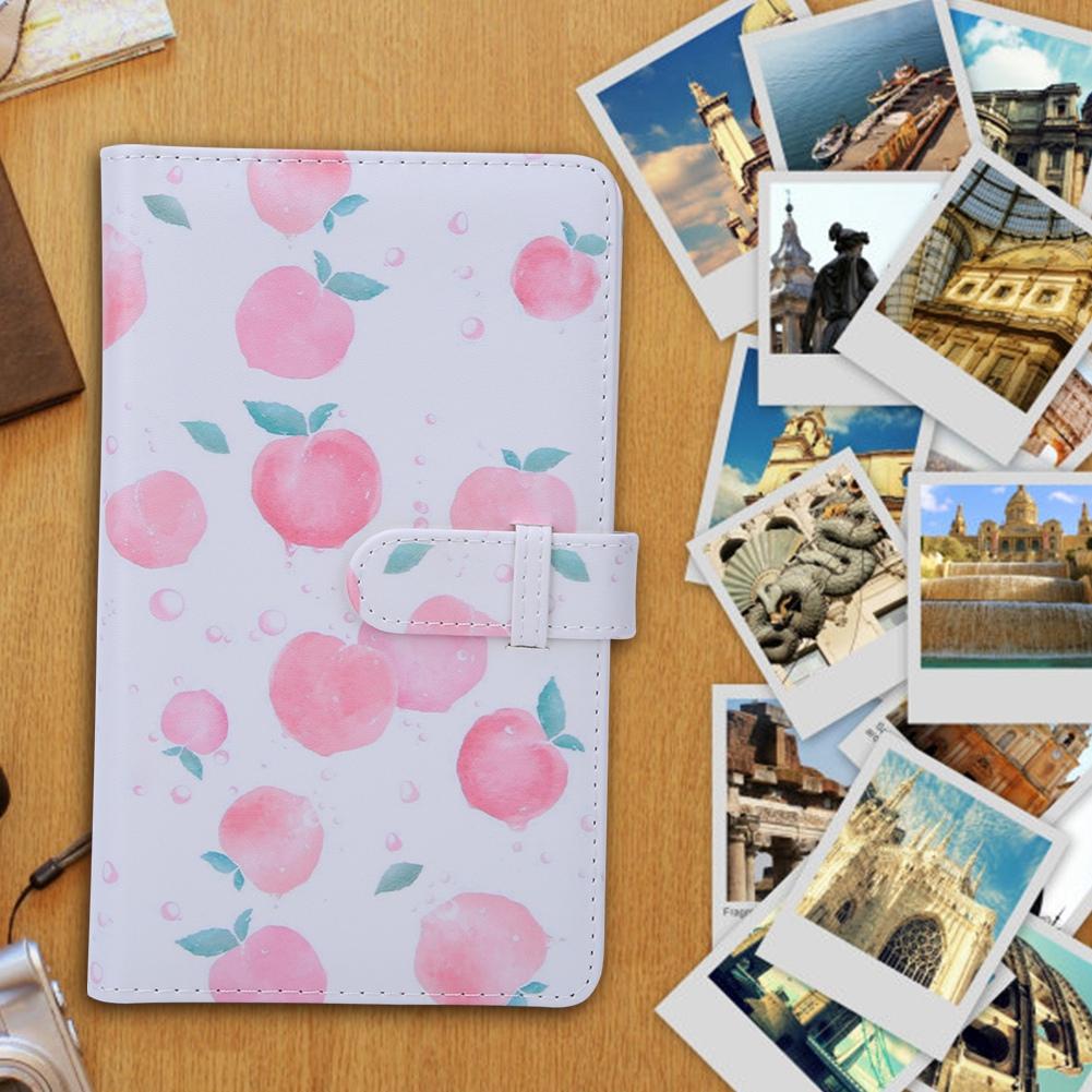 Peach Pattern 3 Inch 96 Pockets PU Leather Instant Photo Album Picture Case for Instax Mini8 9 7s 25 70 90 Camera Photo
