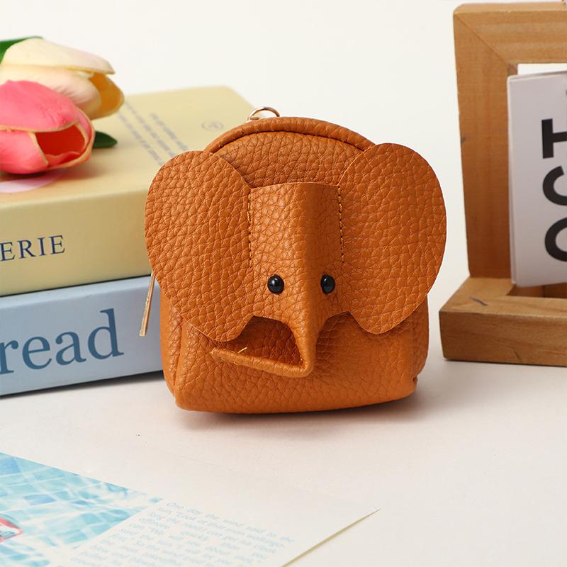Кожа PU Мини-кошелек для монет в виде слоненка Женская сумка Подвеска Креативный держатель для карт Хранение Помады Конверт Застежка-молния Мешок для денег