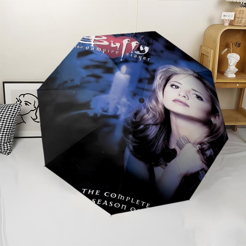 Buffy the Vampire Slayer1 Print Automatic Umbrella, 8 Rib Iron Frame, Plastic Handle, Suitable for Outdoor Travel &Daily , Ideal Gift