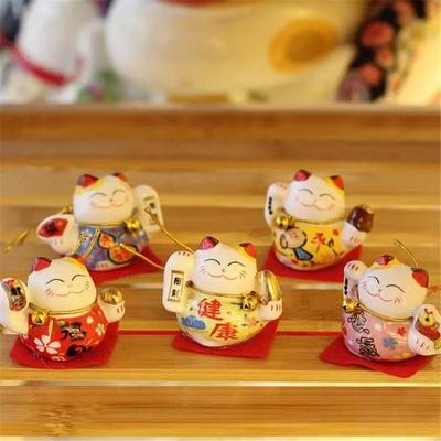 5 шт./набор керамических украшений для автомобиля Lucky Cat, маленькие милые мини-украшения для салона автомобиля в виде кошки, настольные фигурки, домашний декор, поделки