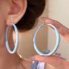 Серьги-кольца Simple Plain с серебряной иглой Универсальные Легкая роскошь Холодный стиль Круглые застежки для ушей Модные серьги в стиле Миллениум Spice Girl для женщин